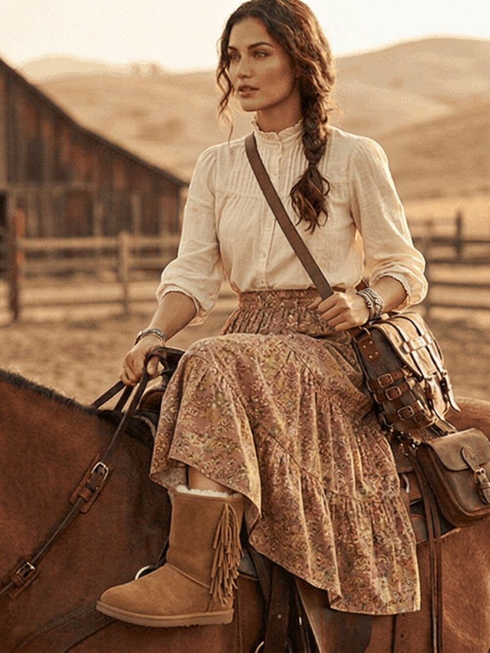 Minnetonka Camel Brown Suede Moccasin Booties with Fringe Size 6